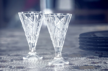 Two vodka shot glasses