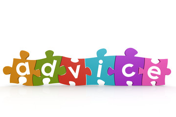 Colorful puzzle with advice word