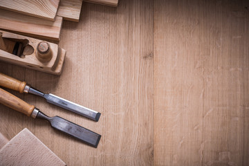 Variation of wooden joiner&acirc;s working tools on wood board copy 