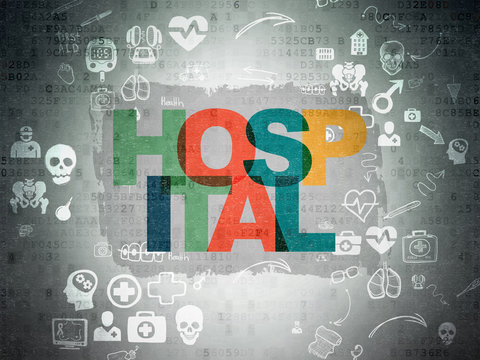 Healthcare concept: Hospital on Digital Paper background