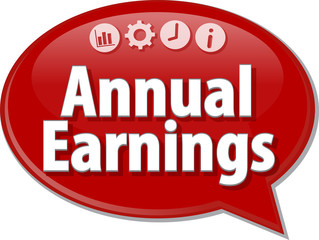 Annual earnings Business term speech bubble illustration
