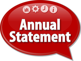 Annual statement Business term speech bubble illustration