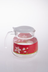 glass water jug on the background.