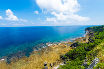 Blue sky and the spectacular coast, Okinawa, Japan