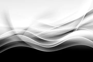 Fotobehang creative abstraction black and white wave background © SidorArt