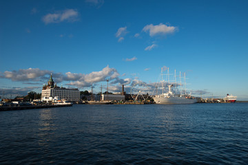 Fototapeta na wymiar Scenic view from the harbor in Helsinki, Finland