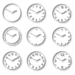 simple watch dials 3d style icons set eps10