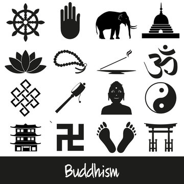 buddhism religions symbols vector set of icons eps10