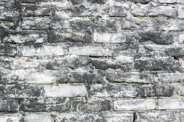 Grunge dirty black and white brick wall texture.