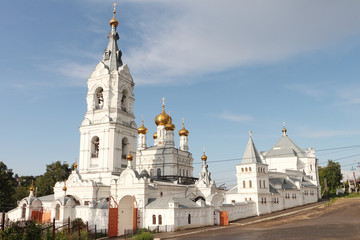 Holy Trinity monastery St. Stefanie against the sky with clouds,Russia, Perm
