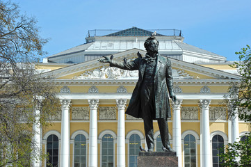 Monument to Alexander Pushkin on Arts Square in front of the Rus