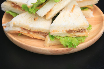 tuna sanwich on black background