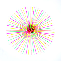 Circle aligned with drinking straws . Isolated background.