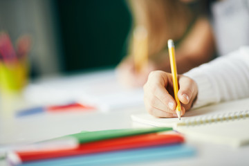 Writing with pencil