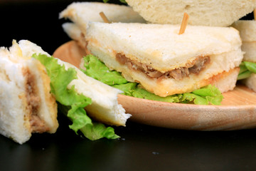 tuna sanwich on black background