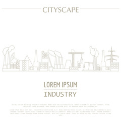 Obraz premium Cityscape graphic template. Industry city buildings. Vector illu