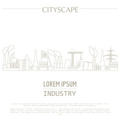 Cityscape graphic template. Industry city buildings. Vector illu