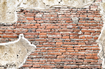 Grunge brick wall texture background with vintage and vignette t