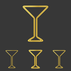 Golden line drink logo design set