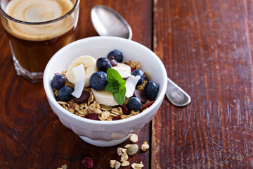 Breakfast bowl with homemade granola