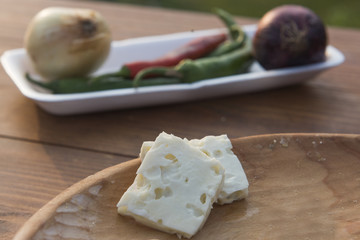 Cheese, onion and pepper