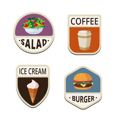 Fast Food menu flat labels shields design vector logo templates.
