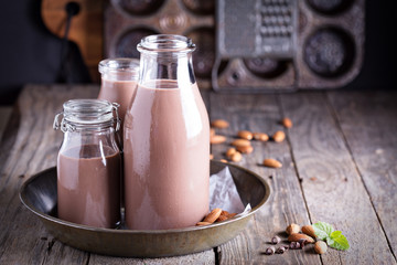Homemade almond chocolate milk
