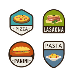 Cuisine Italian Food flat labels design vector logo templates. .