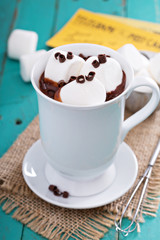 Peanut butter hot chocolate with marshmallows