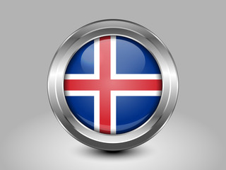 Obraz premium Flag of Iceland. Metal Round Icon