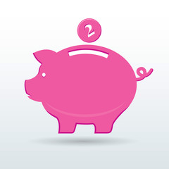 Illustration of piggy bank and coin.