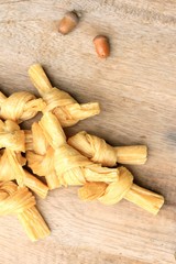 dried bean curd on wood vintage