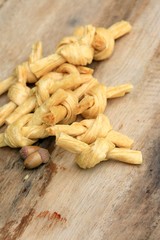 dried bean curd on wood vintage