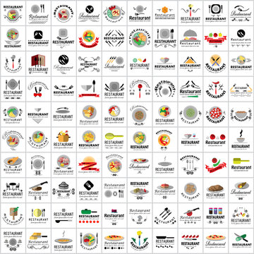 Restaurant Flat Icons Set - Vector Illustration    