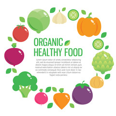 Healthy fresh organic food vector background with place for text