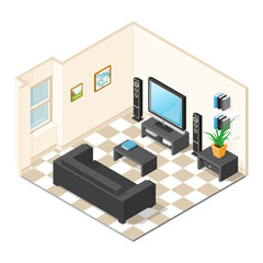 Apartment Interior.
A vector illustration of a homes living room interior.