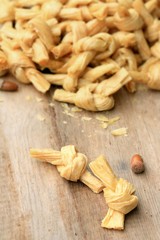 dried bean curd on wood vintage