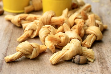 dried bean curd on wood vintage