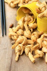 dried bean curd on wood vintage