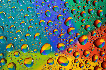 Water drops on multicolor background
