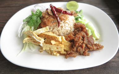 Food thai fried rice with shrimp paste