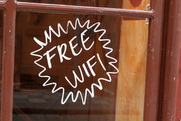 Free wi-fi hand painted on shop window