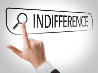 Indifference written in search bar on virtual screen