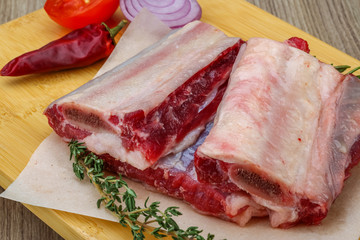 Raw beef ribs