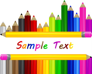 Vector coloring pencils border with copy space.