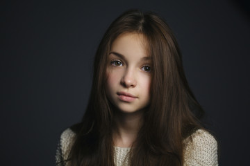 young beautiful girl studio portrait