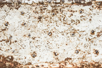 Abstract rusty metal surface white paint.