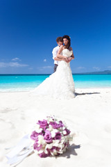 Fototapeta na wymiar Happy Tropical Wedding