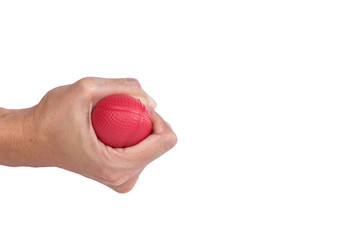 Hands of a woman squeezing a stress ball