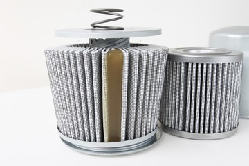 Closedup fuel filter isolated on white background